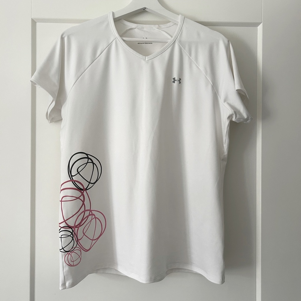 Under Armour White Pink Relaxed Short Sleeve T-Shirt